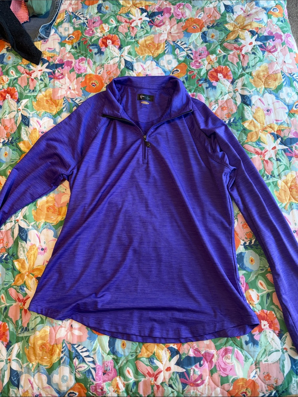 Greg Norman Collection Purple Quarter-Zip Long Sleeve Top